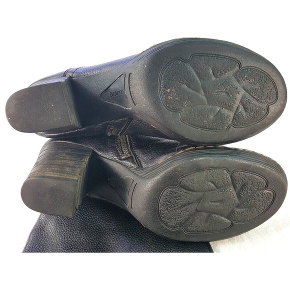 BornY2K 90s Boots women's black leather knee high block heel Size 10 M - Picture 6 of 8